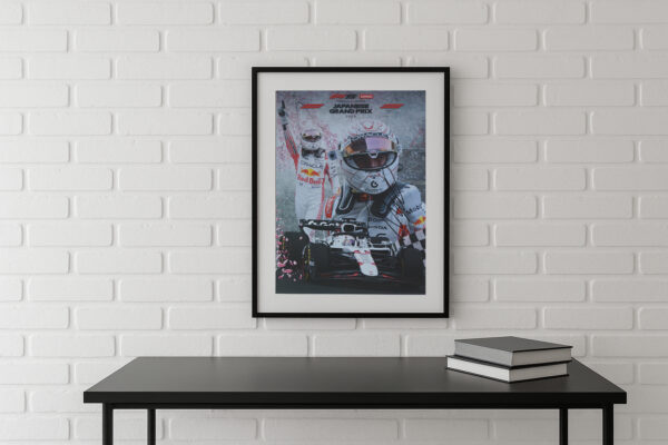 Poster. 2025 Japanese GP Winner - signed by driver Max Verstappen