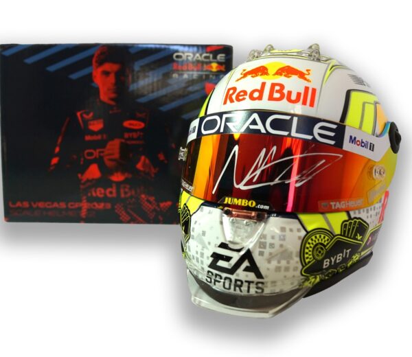 Max Verstappen signed scale model helmet 2023 Las Vegas GP