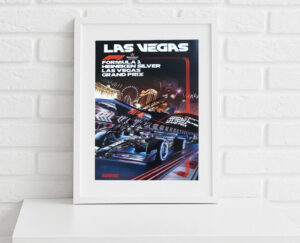 Poster. 2024 Las Vegas GP  - signed by driver George Russell