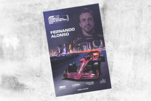 Autograph card. 2023 Qatar GP - signed by driver Fernando Alonso