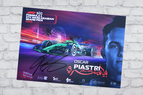 Autograph card. 2023 Saudi Arabia GP - signed by driver Oscar Piastri