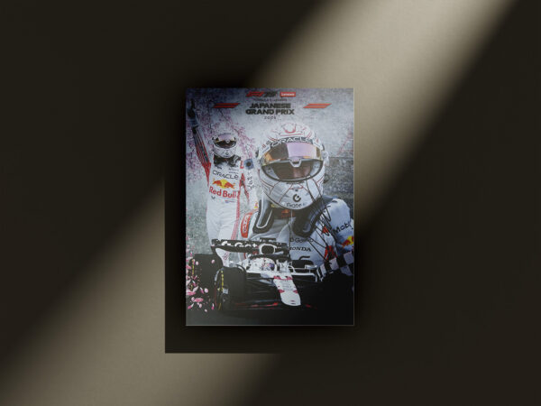Poster. 2025 Japanese GP Winner - signed by driver Max Verstappen