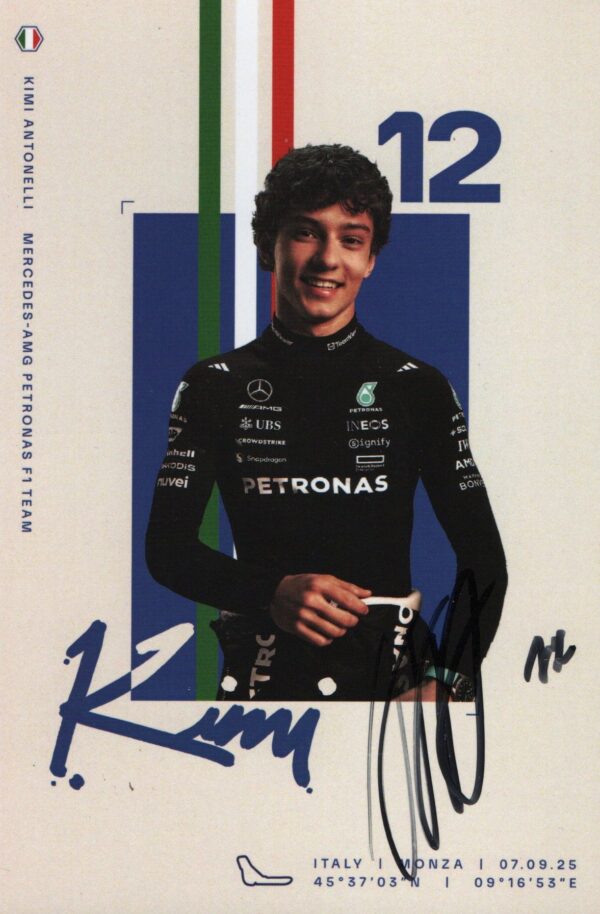 Autograph card 2025 Italian GP signed by Kimi Antonelli
