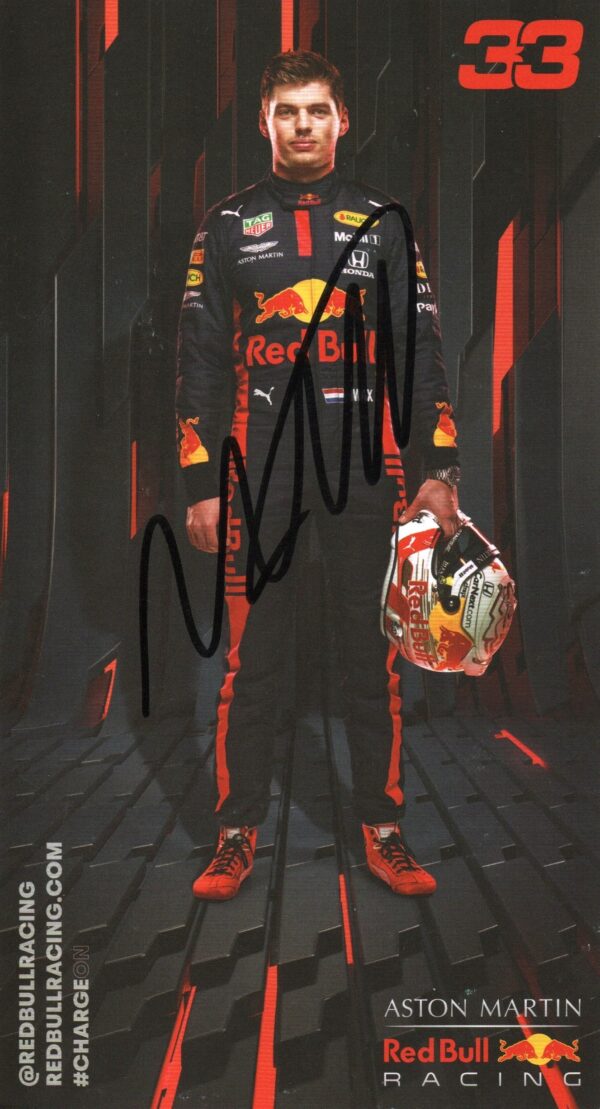 Autograph card. 2020 Red Bull F1 Team - signed by driver Max Verstappen