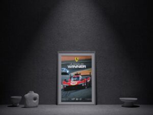Official Poster 2023 Ferrari Hypercar Winner 24h of Le Mans signed by Antonio Giovinazzi
