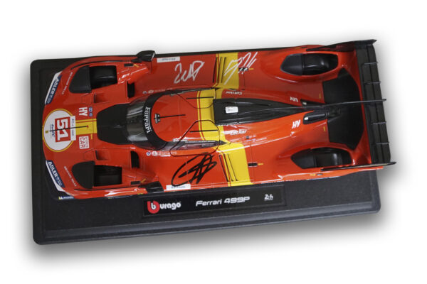 Antonio Giovinazzi, Alessandro Pier Guidi, James Calado signed 24H Le Mans model car Ferrari 2023